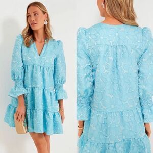NWT Tuckernuck blue Daisy jacquard kenzo dress, Lrg $248